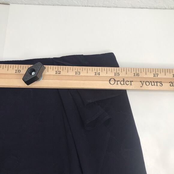 Ann Taylor Pencil Skirt Womens 6P Navy Blue Sparrow Print Ruffe Faux Wrap - Picture 8 of 10